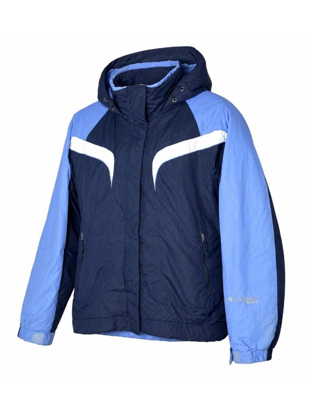 Vintage Columbia Ski Jacket Womens M Blue Y2K Hooded Insulated Coat Gorpcore